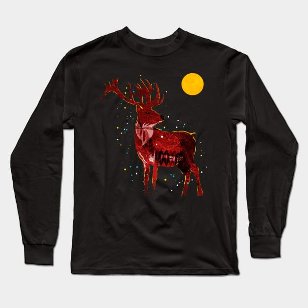 Magical forest - The deer Long Sleeve T-Shirt by kharmazero